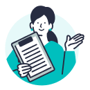 書類を持って説明する女性のイラスト