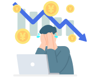 単価の下落に悩む人のイラスト